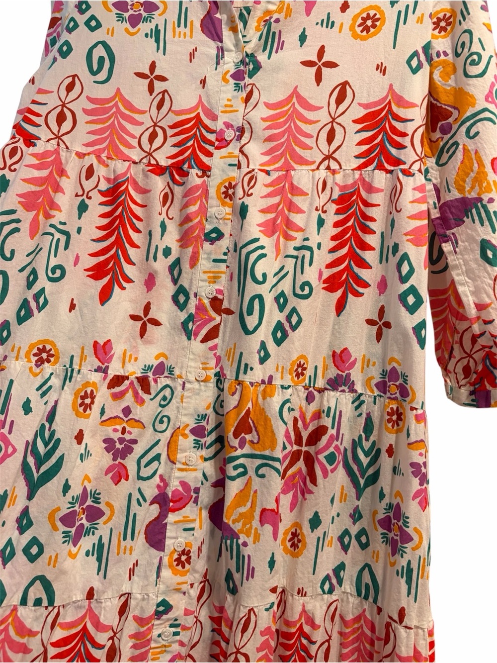Zara Floral Tiered Button-Front Maxi Dress in Multi - Picture 4 of 6